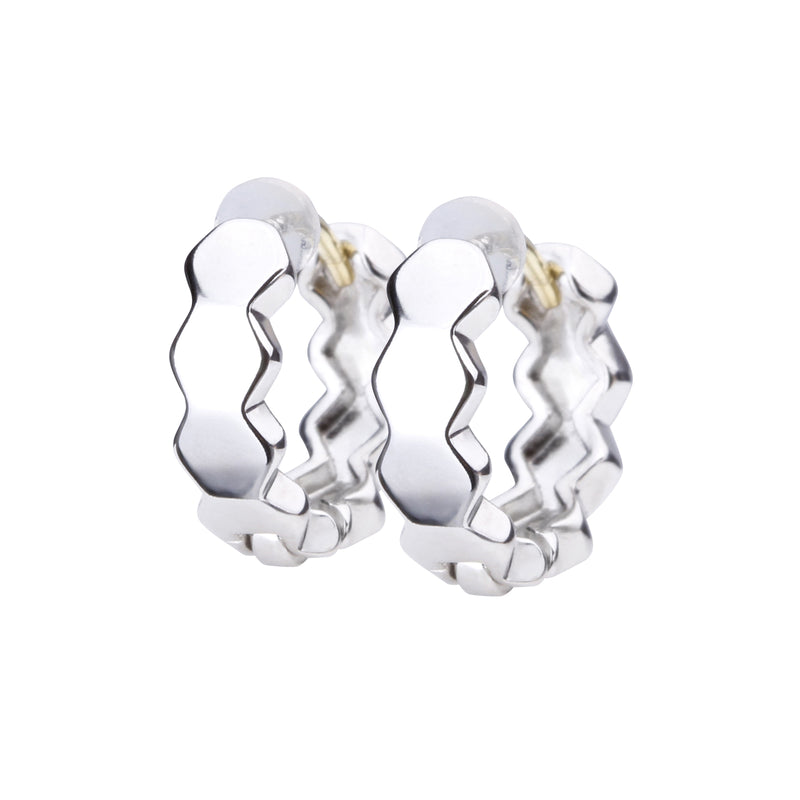 K18post ヘキサゴンラインフープピアス