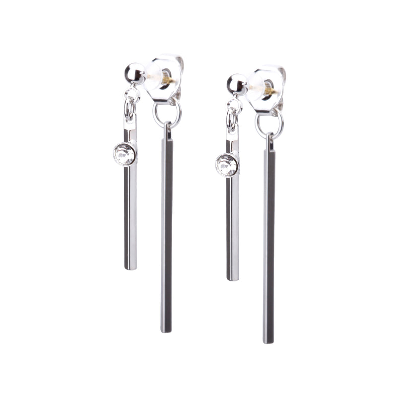 K18post 2wayメタリックバー＆ビジューピアス