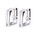 K18post スクエアフレームフープピアス