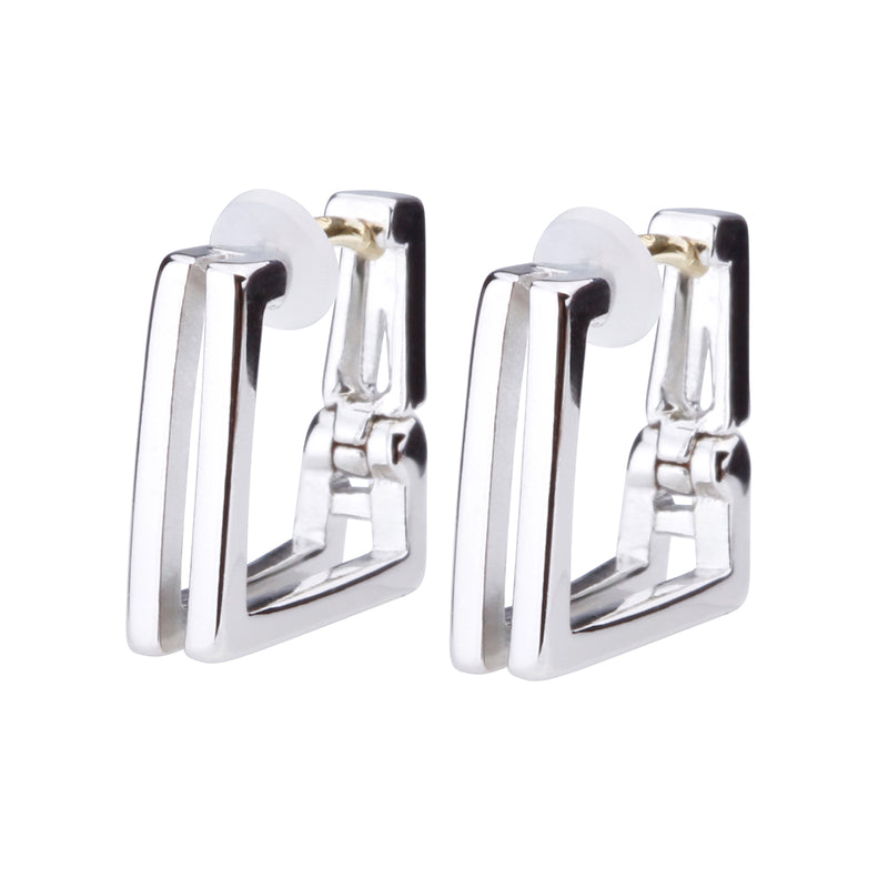 K18post スクエアフレームフープピアス