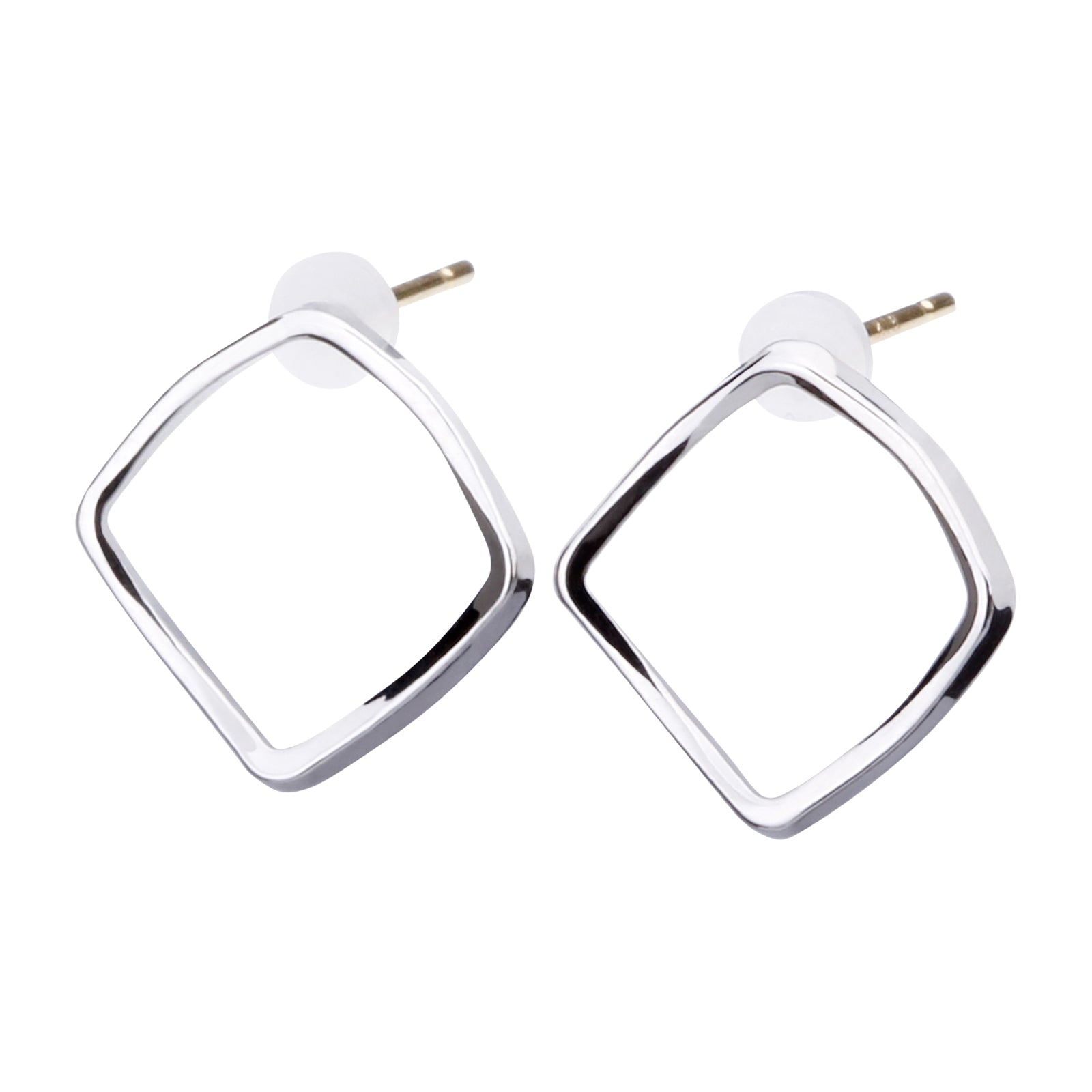 K18post スクエアフレームピアス