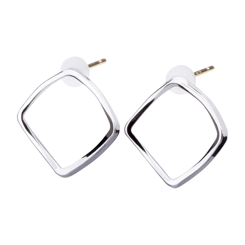 K18post スクエアフレームピアス