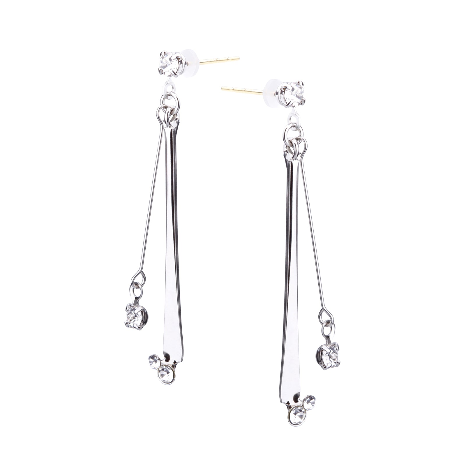 K18post メタルバー&ビジューピアス