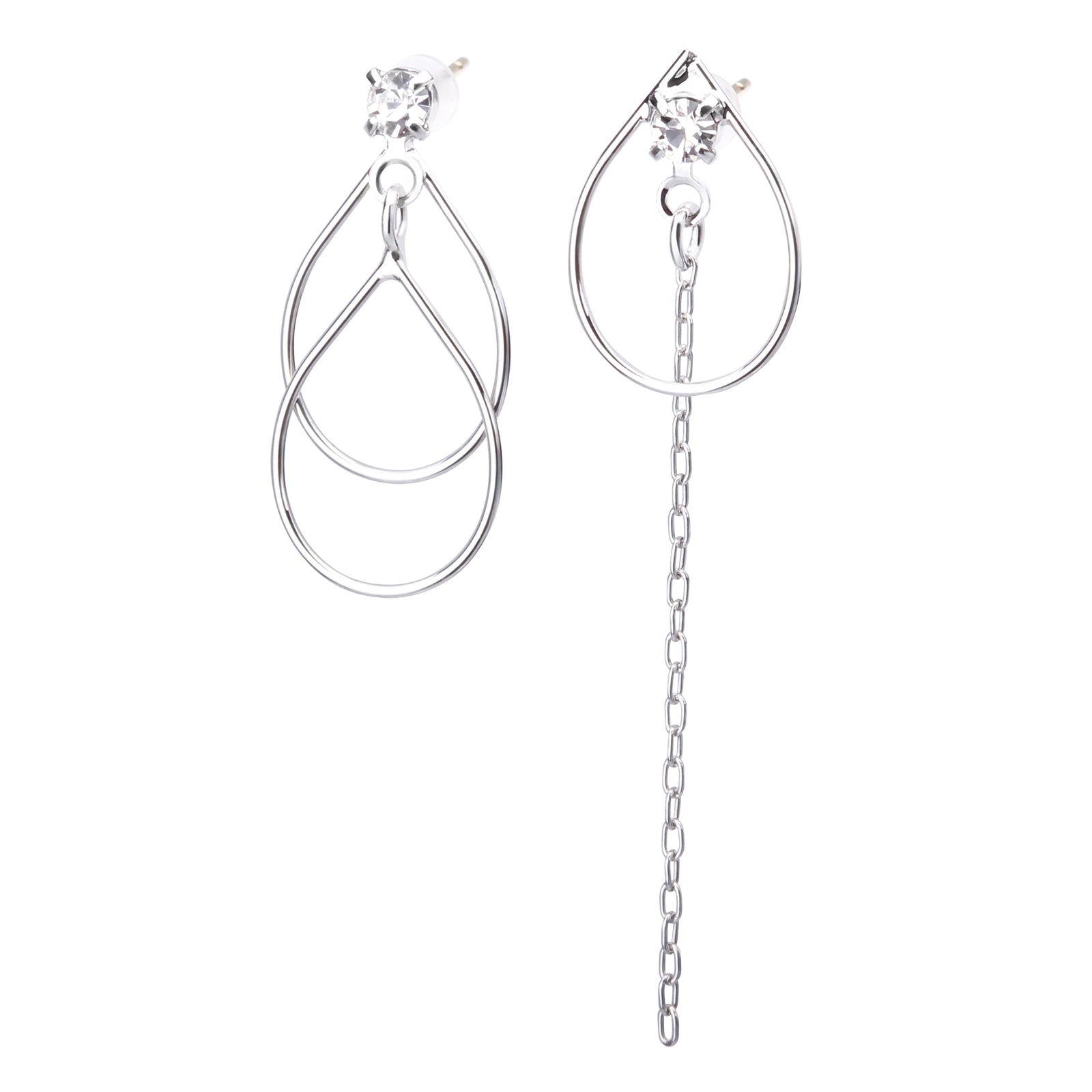 K18post アシンメトリードロップピアス