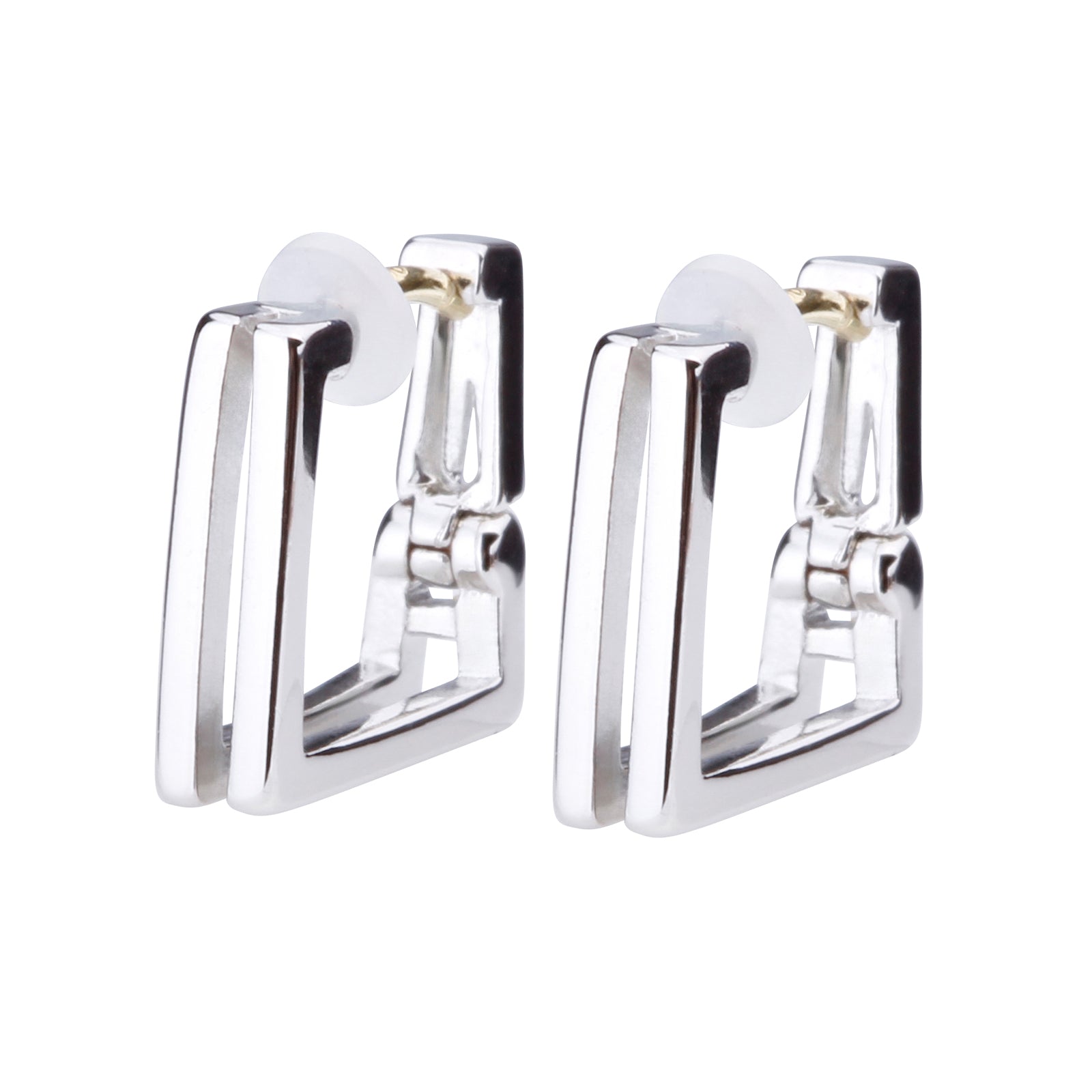 K18post スクエアフープピアス