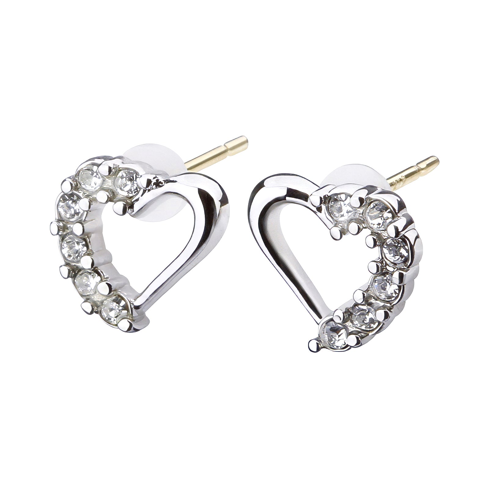 K18post パヴェオープンハートピアス