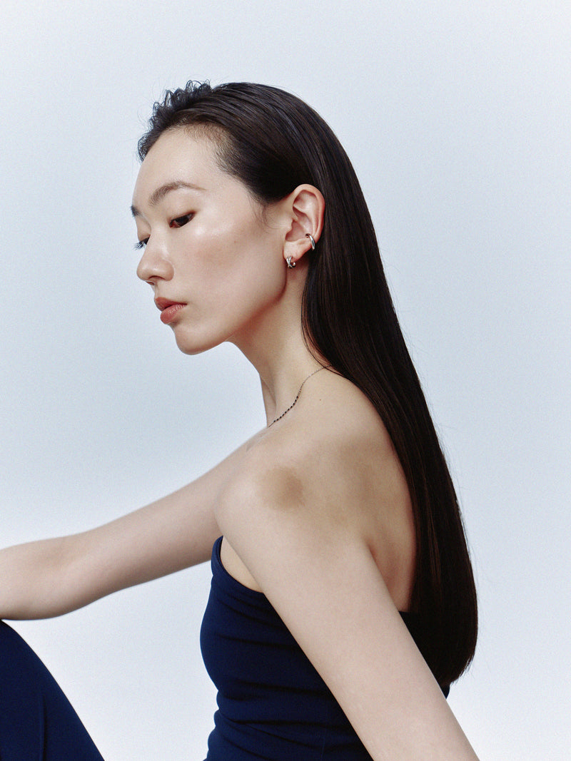 サージカルステンレス316L クロスラインフープピアス